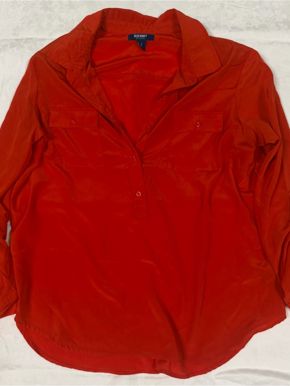 Old Navy Women's Bright Red Button-Front Shirt
